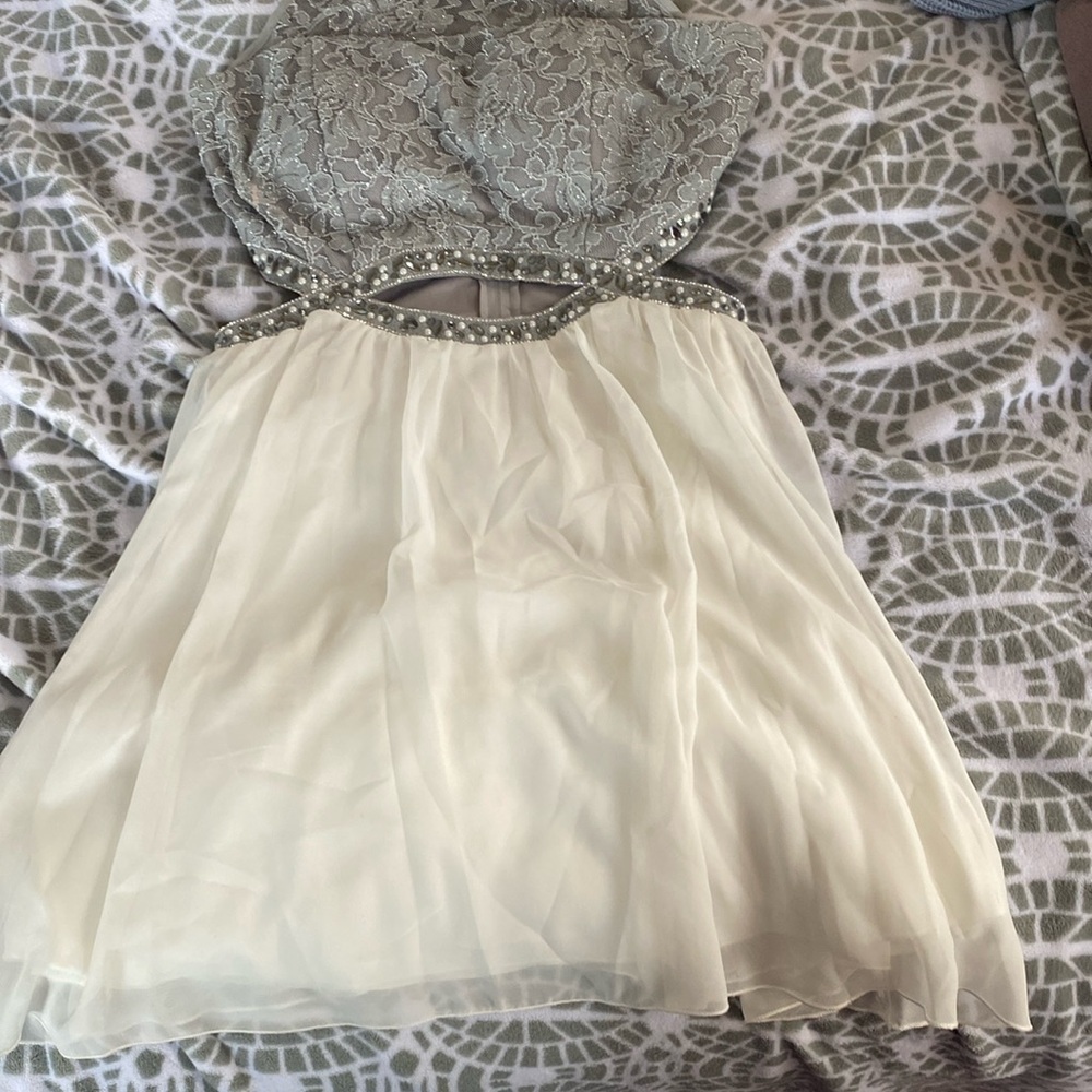 White and gray sparkly dress